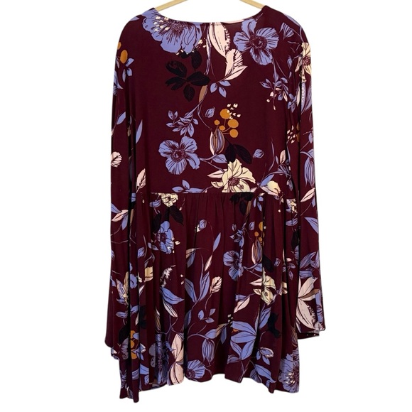 Free People Floral Blouse Tunic in Burgundy and Lavender - Picture 7 of 10